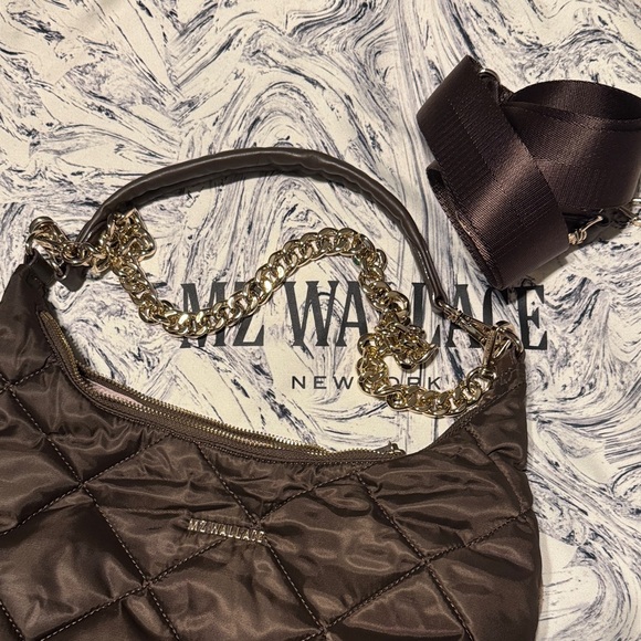 MZ Wallace Brown Quilted Madiso Shoulder Women's Bag - Picture 4 of 12